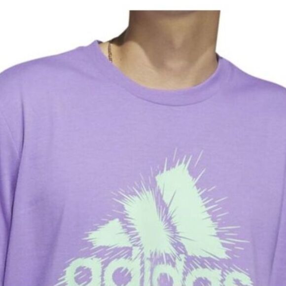 adidas Men's Short Sleeve Logo Graphic T Shirt Purple Size L - Picture 4 of 6